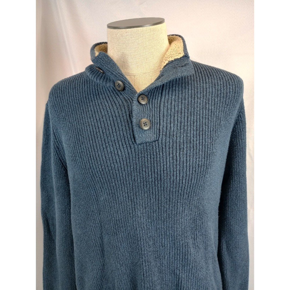 GH Bass & Co. Men's Pullover Sweater Size XL Blue 1/4 Button Up Heavy Warm - Picture 4 of 12